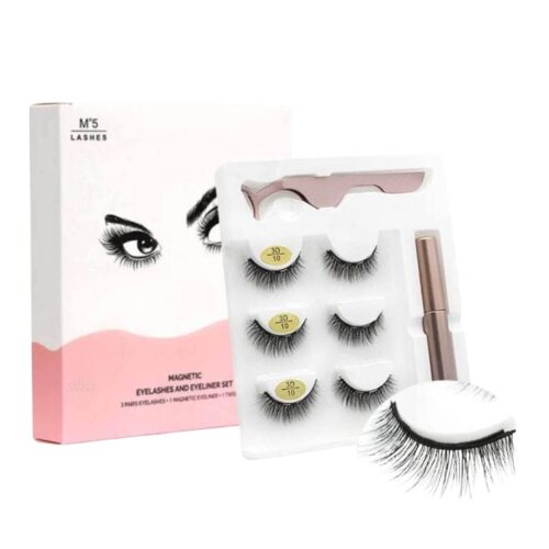 Kit de Pestañas Magnéticas 3D con Delineador – Set x3 Pares