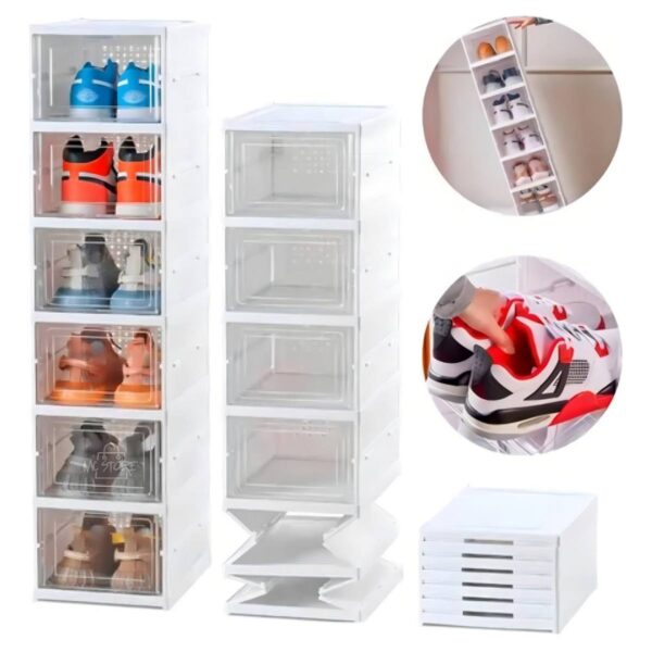 Organizador de Zapatos 6 Niveles Plegable – Cajonera Plástica Apilable