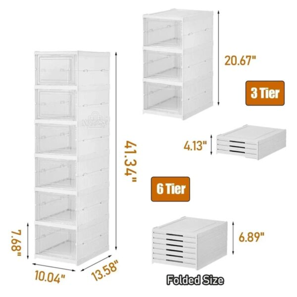 Organizador de Zapatos 6 Niveles Plegable – Cajonera Plástica Apilable