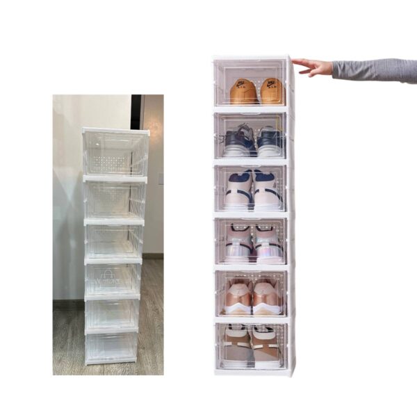 Organizador de Zapatos 6 Niveles Plegable – Cajonera Plástica Apilable
