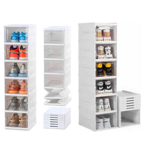 Organizador de Zapatos 6 Niveles Plegable – Cajonera Plástica Apilable