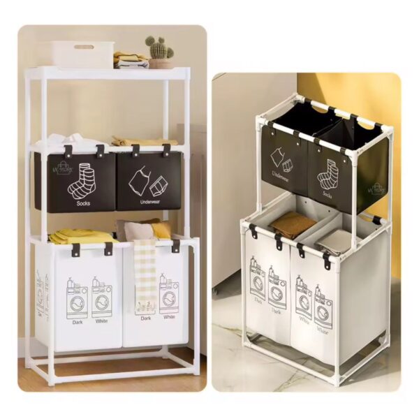 photo_5179593970882293034_y Organizador de Ropa Sucia 6 Compartimientos con Estante