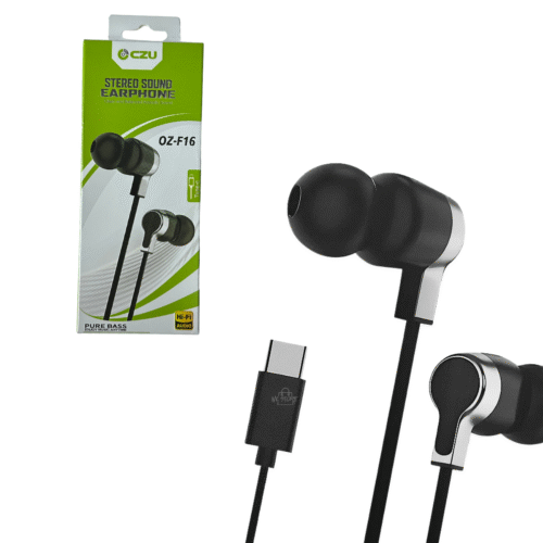 Auriculares CZU OZ-F16 con Conector Tipo C – Sonido Estéreo Hi-Fi y Graves Potentes (Negro y Azul)