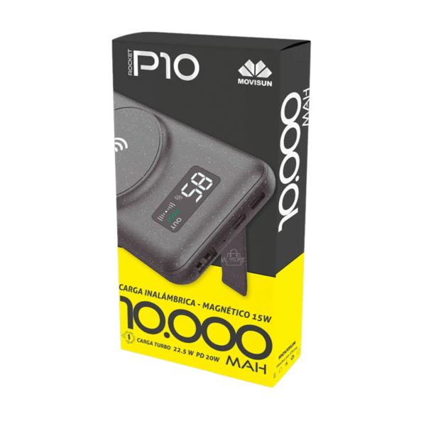 Power Bank Movisun P10 10000mAh – Carga Rápida Inalámbrica Magnética 15W