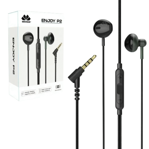 Auriculares Movisun Enjoy P2 con Micrófono y Cable de Tela – Conector 3.5 mm