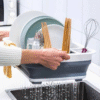 Escurridor de Platos Plegable con Compartimentos – Portátil y Drenaje Rápido