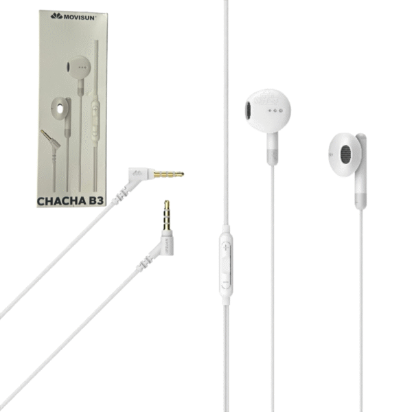 Audífonos Alámbricos Movisun Chacha B3 con Micrófono – Blanco y Negro
