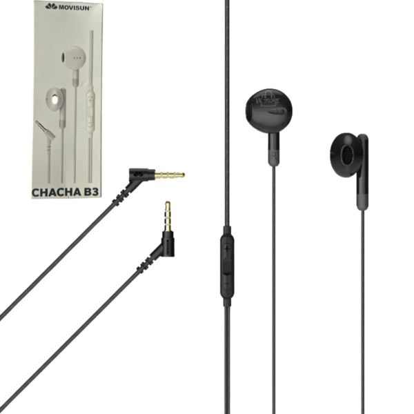 Audífonos Alámbricos Movisun Chacha B3 con Micrófono – Blanco y Negro
