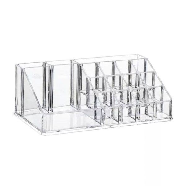 Organizador de Maquillaje Acrílico con 16 Compartimentos – Compacto y Resistente