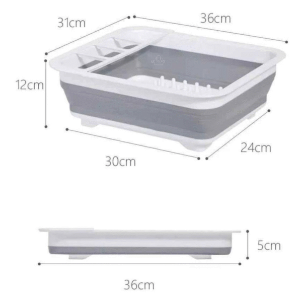 Escurridor de Platos Plegable con Compartimentos – Portátil y Drenaje Rápido