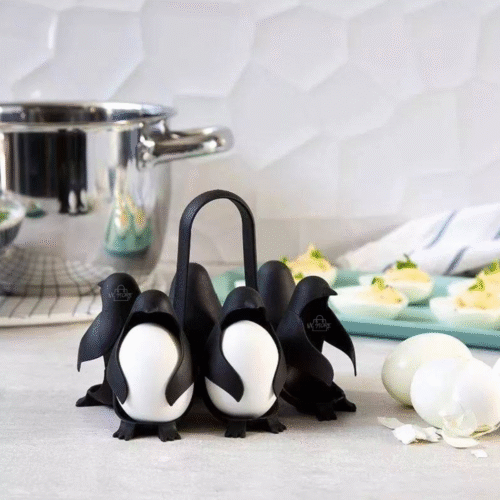 2 Soporte Vaporera para Huevos en Forma de Pingüinos – Original, Funcional y Resistente