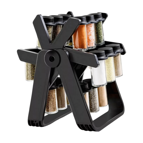 Organizador Giratorio de Especias con 18 Frascos Plásticos – Estilo Carrusel