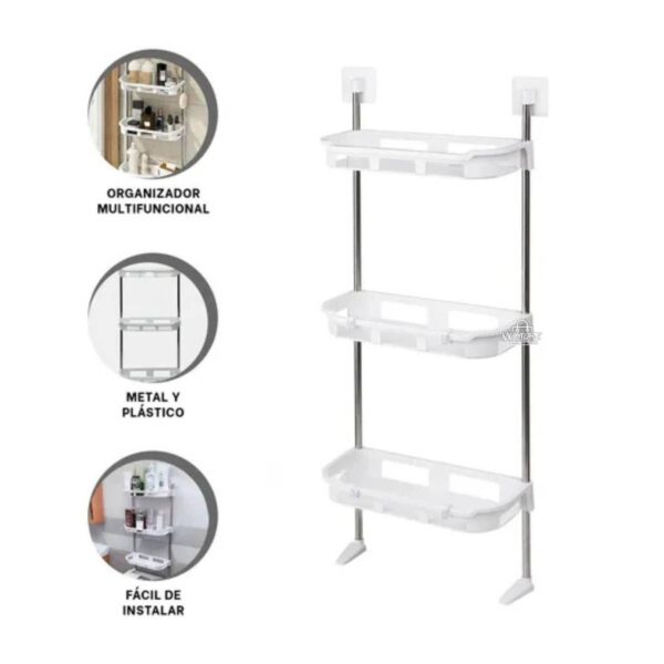 Organizador de Baño Multifuncional 3 Niveles – Estante Ajustable y Resistente
