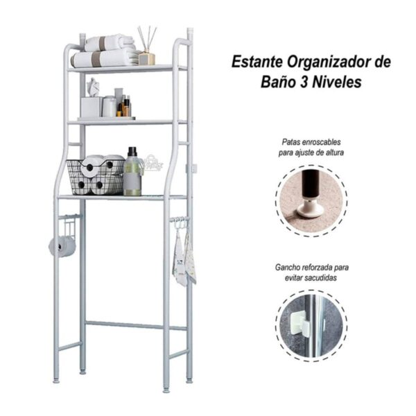 Estante Organizador de Baño sobre Inodoro – 3 Niveles Metálico