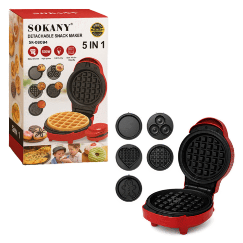 249 Máquina 5 en 1 Sokany SK-08094 – Waflera, Donutera, Sandwichera, Parrilla y más – 600W