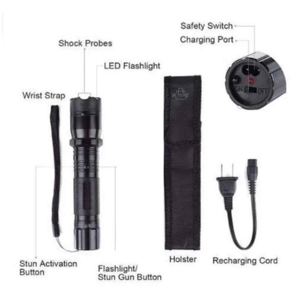 350 Taser Linterna Táctica Recargable con Luz LED Potente | Defensa Personal