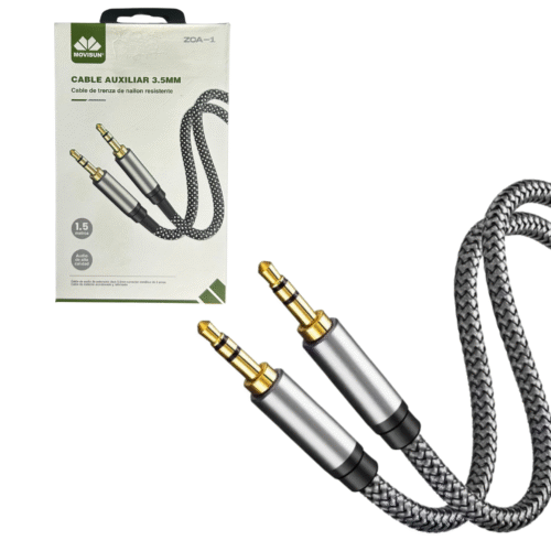 Cable Auxiliar 3.5mm Movisun 1.5m – Trenzado de Nylon Resistente