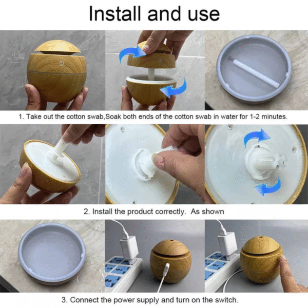 400 Humidificador Difusor de Aromas con Luz LED – Diseño Madera