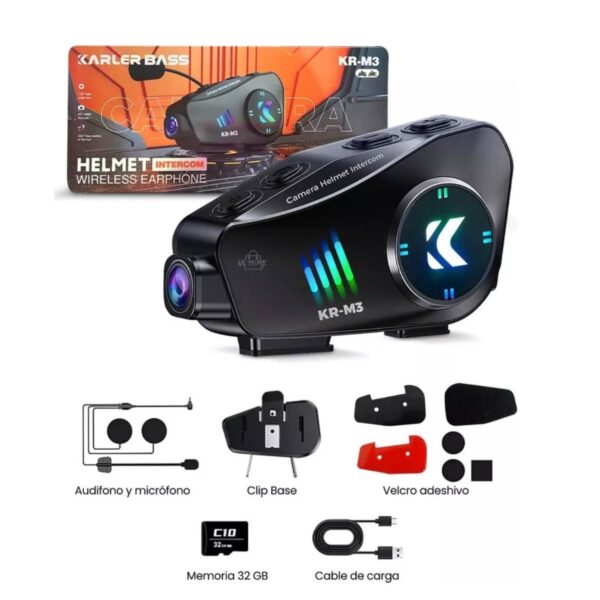 Intercomunicador de Casco con Cámara HD KR-M3 Bluetooth Impermeable