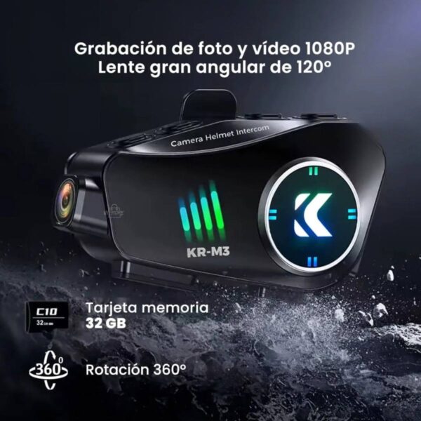 Intercomunicador de Casco con Cámara HD KR-M3 Bluetooth Impermeable