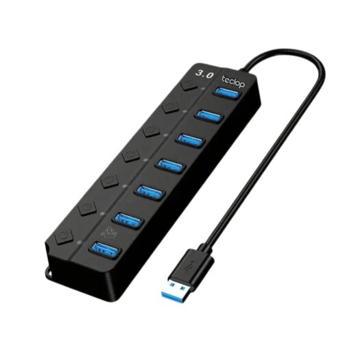 Hub USB 3.0 Teclop 7 Puertos con Interruptores Individuales Alta Velocidad