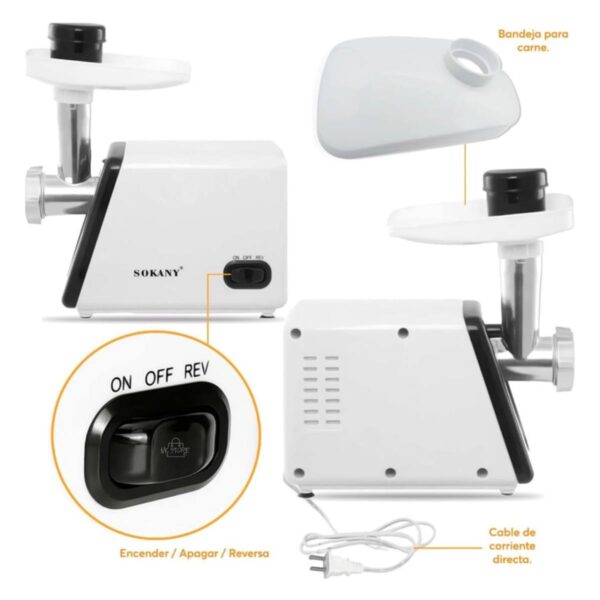 Máquina Eléctrica para Moler Carne Sokany 2500W Acero Inoxidable – Hogar y Negocio
