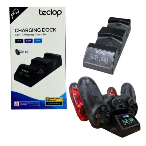 Dock de Carga Dual Teclop para Controles PS4 – Slim / Pro – Estación de Carga Rápida