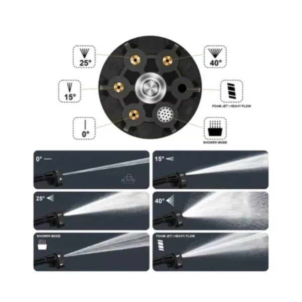 Hidrolavadora Portátil Inalámbrica con Batería + Boquilla 6 Chorros Multifunción