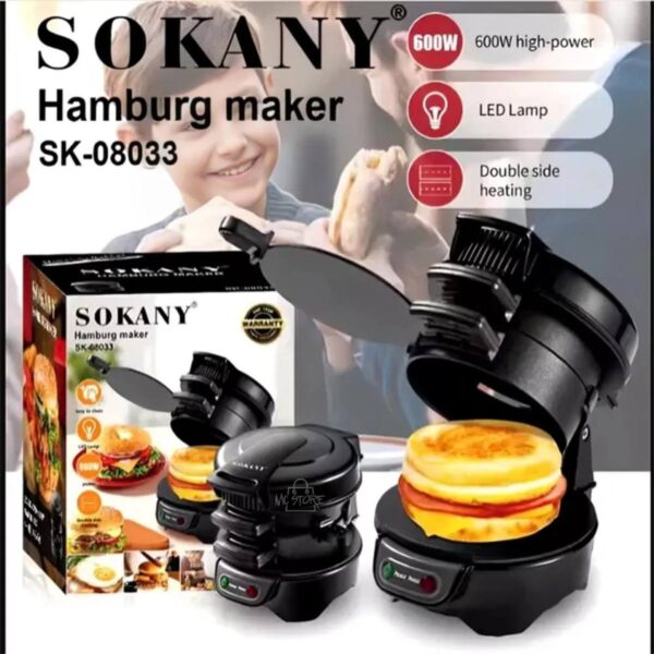 Máquina Eléctrica para Hamburguesas Sokany SK-08033 – 600W Doble Calor