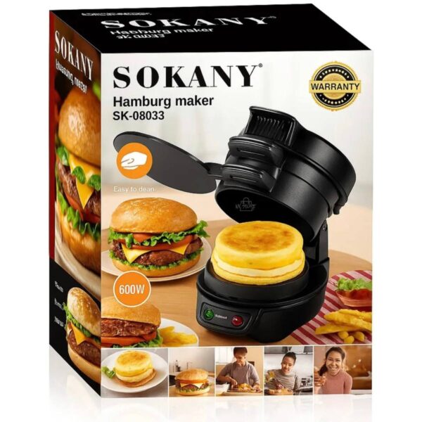 Máquina Eléctrica para Hamburguesas Sokany SK-08033 – 600W Doble Calor
