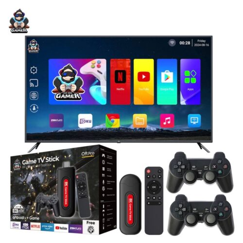 Game TV Stick Q9 Pro Android + 2 Controles Inalámbricos | Consola Retro + Smart TV