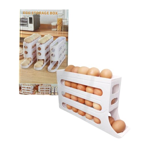 Organizador de Huevos Automático por Gravedad – Dispensador Vertical para Nevera (Capacidad 25 Huevos)