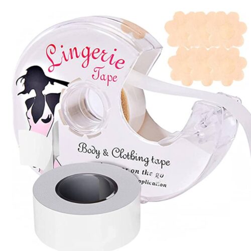 Cinta Adhesiva para Ropa y Cuerpo – Tape Doble Faz Invisible con Dispensador