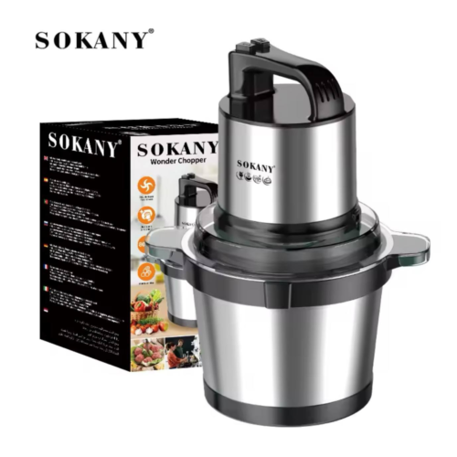 360 Picadora eléctrica de carne en acero inoxidable Sokany 4 litros Procesador de alimentos
