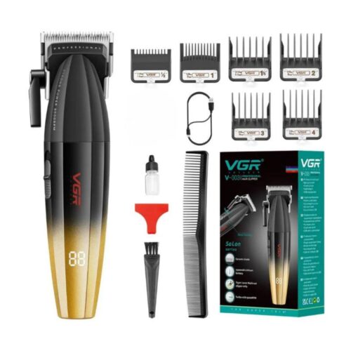 Máquina de Cortar Cabello Profesional VGR V-003 | 6 Peines, LED, Recargable