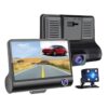 Dash Cam 3 Cámaras para Carro con Pantalla HD | Grabación Frontal, Interior y Trasera