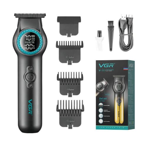 Máquina Patillera Profesional VGR V-990 Recargable con Pantalla LED y Accesorios