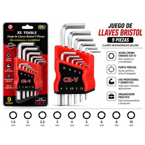 photo_2026-06-11_13-48-10 Juego de Llaves Bristol Allen 9 Piezas CR-V Hexagonales con Organizador | Medidas 1.5 mm a 10 mm