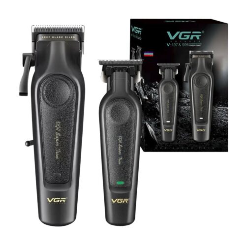Combo Máquina Cortapelo y Patillera Profesional VGR V-197 + V-995 Recargables USB – Clipper + Trimmer