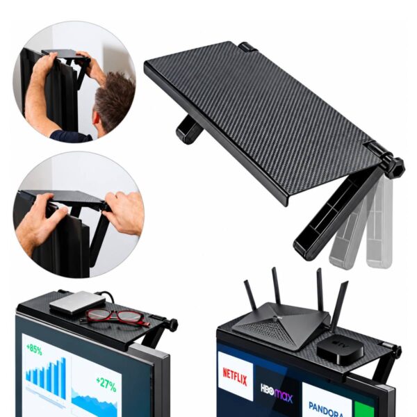 photo_2026-09-28_01-41-05 Repisa Superior Plegable para TV y Monitor – Organizador Ajustable Negro