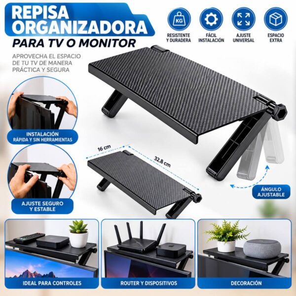 photo_2026-09-28_01-41-07 Repisa Superior Plegable para TV y Monitor – Organizador Ajustable Negro