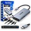 Adaptador USB-C Hub 11 en 1 TecLoop para Laptop con HDMI, VGA, Ethernet, SD y USB